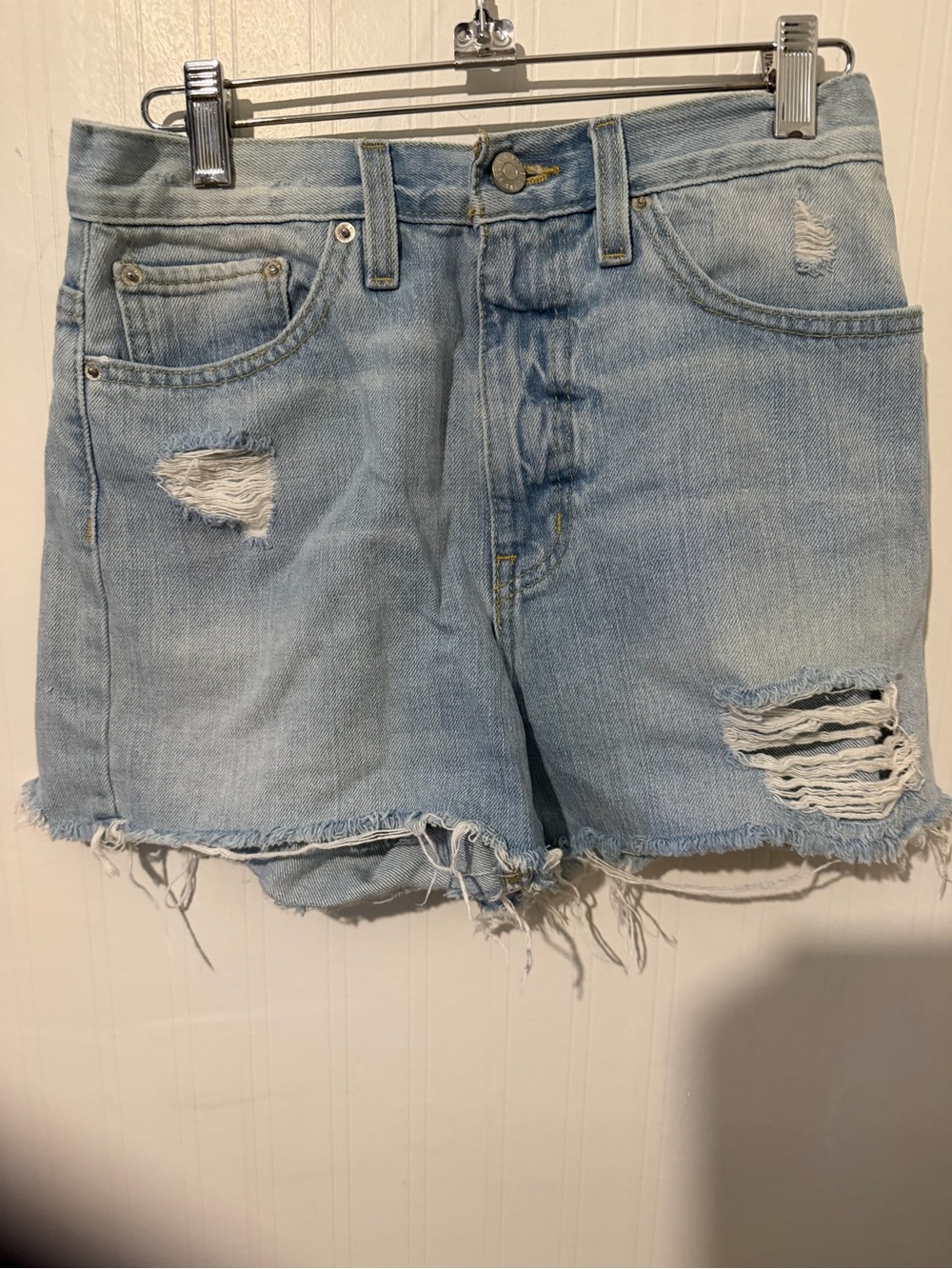 Light Blue Distressed Denim Women’s Shorts 26